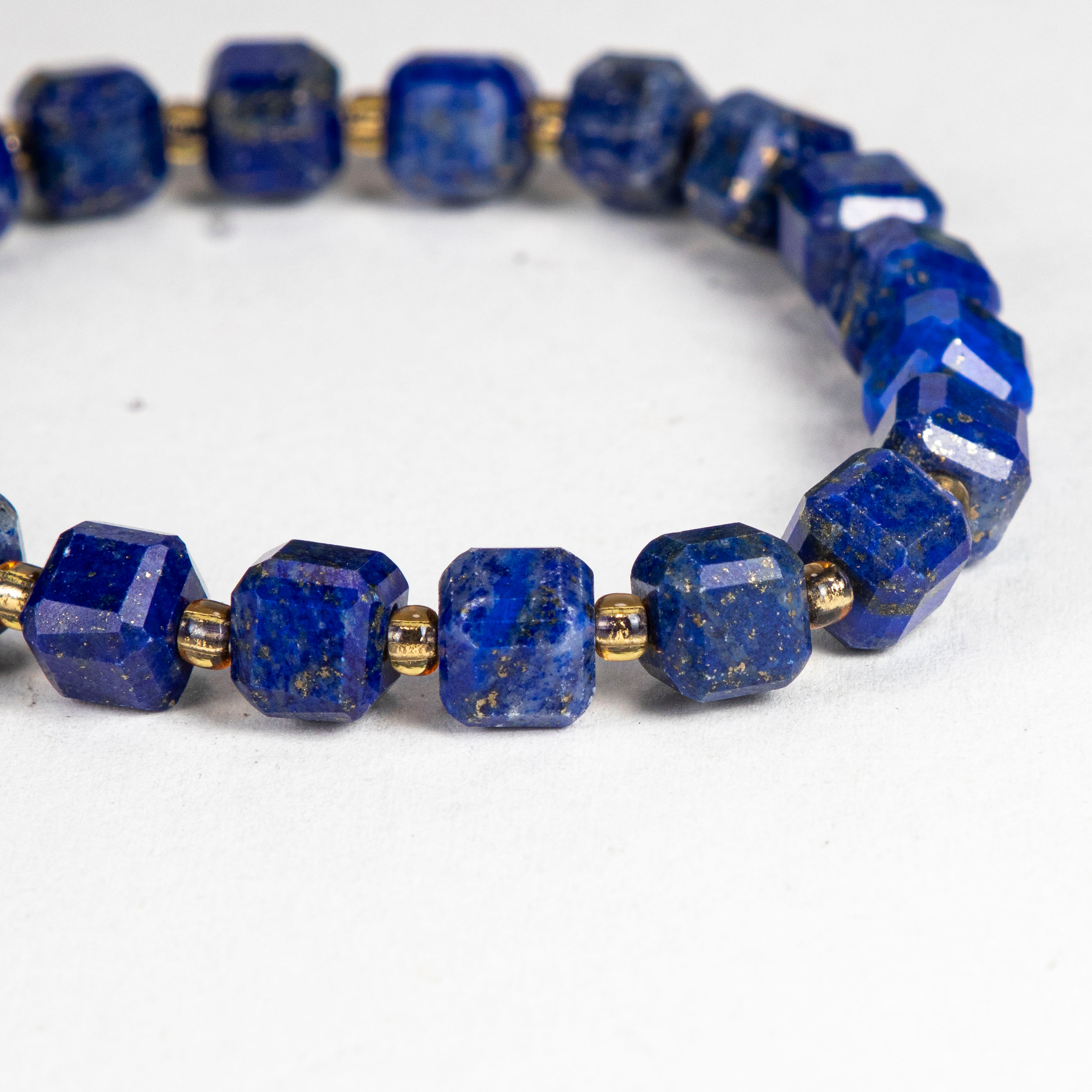 High-Quality Lapis Lazuli Square Bead Bracelet, Royal Blue